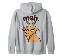 Meh Funny Sarcastic Goat Lover Animal Graphic Zip Hoodie