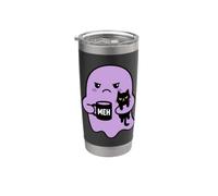 Meh Ghost Holding Black Cat and Coffee Mug Stainless Steel Insulated Tumbler