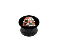 Meh Grumpy Ghost Holding Black Cat And Coffee Patchwork PopSockets Adhesive PopGrip