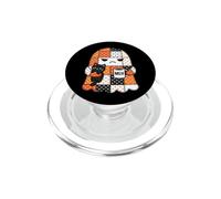 Meh Grumpy Ghost Holding Black Cat And Coffee Patchwork PopSockets PopGrip for MagSafe