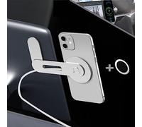 MEHIDFY Foldable Magnetic Wireless Car Charger Mount, 15W Fast Charging Magnet Accessories Car Phone Holder for Tesla Model 3/X/Y/S, Compatible with MagSafe Case and iPhone 12/13/14 (Silver)