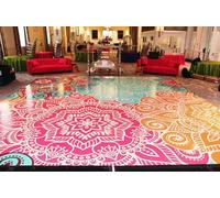 Mehndi Floor Graphics - Personalised Haldi, Sangeet & Wedding Dance Floor Décor - Custom Name & Date - Vibrant Waterproof Floor Vinyl for Weddings & Events (20ft Height by 12ft Width)