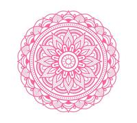 Mehndi Henna Drawing Circular Mandala with Intricate Geometric Patterns Lettering Stickers 54.6x54.6cm It Won't Fall Off Pink