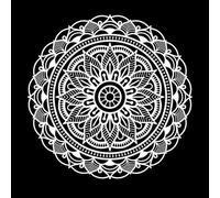 Mehndi Henna Drawing Circular Mandala with Intricate Geometric Patterns Lettering Stickers 67.2x67.2cm Personalized Customization White