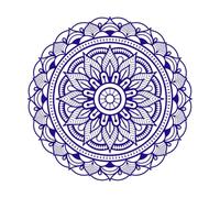 Mehndi Henna Drawing Circular Mandala with Intricate Geometric Patterns Wall Vinyl Sticker Decor 54.6x54.6cm Wall beautification DarkBlue