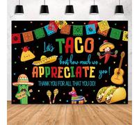 MEHOFOND 10x7ft Mexican Fiesta Backdrop Black Let's Taco Bout How Much We Apperciate You Thank You For All That You Do Background Banner Thanks for Teacher Doctor Employee Colored Party Decor Supplies