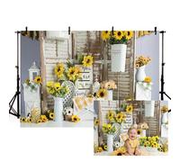 MEHOFOND 10x7ft Spring Sunflower Retro Wooden Birthday Portrait Backdrops Props for Photography Rustic Baby Shower Summer You are My Sunshine Wedding Party Background Banner Photo Studio