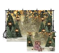 MEHOFOND 10x7ft Winter Christmas Tree Snowflake Green Newborn Photography Background Snow Scene Glitter Bokeh Portrait Backdrops Xmas Birthday Baby Shower Party Photo Banner Props