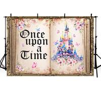MEHOFOND 5x3ft Fairytale Book Photography Backdrop Once Upon a Time Butterfly Castle Flower Gilr Princess Birthday Party Background Banner Wedding Baby Shower Cake Smash Decor Photo Studio Props