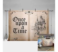 MEHOFOND 5x3ft Fairytale Book Photography Backdrops Once Upon A Time Old Castle Princess Birthday Party Photo Decor Wedding Background Photozone Home Study Wallpaper Photoshoot Props