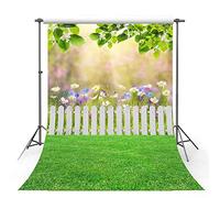 MEHOFOND 5x7ft Spring Backdrop for Photography Sun Green Leafy fence Lawn Flower Adult Child Portrait Background Baby shower Birthday Garden Party Decor Banner Studio Supplies