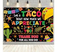 MEHOFOND 71x43 Inch Thank You Backdrop Black Let's Taco Bout How Much We Apperciate You Decorations Mexican Fiesta Thanks for All You Do Banner Thanks for Teacher Doctor Employee Party Decor Supplies