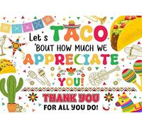 MEHOFOND 71x43 Inch Thank You Backdrop White Let's Taco Bout How Much We Apperciate You Decorations Mexican Fiesta Thanks for All You Do Banner Thanks for Teacher Doctor Employee Party Decor Supplies