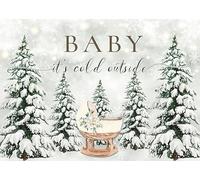 MEHOFOND 7x5ft Baby It's Cold Outside Backdrop Winter Baby Shower Decorations Banner Woodland Snowflakes Photography Background Winter Wonderland Newborn Party Decor Photo Booth Props