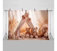 MEHOFOND 7x5ft Boho Photography Background Pampas Grass Flowers Tent Bear Decor Photo Backdrop Kids Birthday Party Cake Smash Studio Prop Supplies