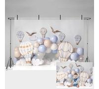 MEHOFOND 7x5ft Boy Birthday Photography Backdrop Blue and Brown Hot Air Balloons White Cloud Newborn Portrait Professional Background Banner Family Party Cake Smash Decor Photo Studio Booth Props