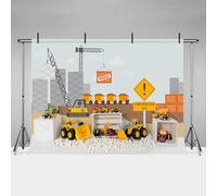 MEHOFOND 7x5ft Boy Birthday Photography Backdrop Engineering Theme Construction Dump Truck Site Background Architecture Kids Party Baby Shower Cake Smash Table Decoration Banner Photo Studio Props