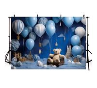MEHOFOND 7x5ft Boys 1st Birthday Backdrop Blue White Hot Air Balloons Little Bear Photography Background Baby Shwoer Cake Smash Kids Party Decor Backdrop Photo Studio Props