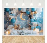 MEHOFOND 7x5ft Boys Birthday Backdrop For Photography Pink Blue Balloon Arch Bear Moon Stars Photo Background Cake Smash Baby Shower Birthday Party Decoration Banner Studio Props
