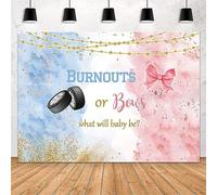 MEHOFOND 7x5ft Burnouts or Bows Backdrop Bows or Burnouts Gender Reveal Party Decoration Photography Background Watercolor Rose Gold and Navy Blue He or She Pregnancy Reveal Surprise Party Banner