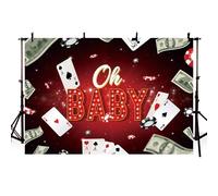 MEHOFOND 7x5ft Casino Theme Backdrop Oh Baby Poker Chips Glitter photography background Baby Shower Family Party Decoration Banner Studio Supplies