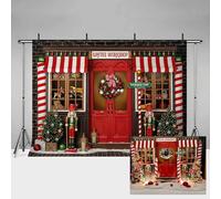 MEHOFOND 7x5ft Christmas Backdrop for Photography Winter Santa Claus Wreath Display Window Background Children Portrait Family Party Decoration Banner Photo Booth Studio Props Supplies