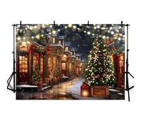 MEHOFOND 7x5ft Christmas Backdrop For Photography Winter Street Snow Scene Xmas Tree Sparkling Lights Background Christmas Eve Party Children Adult Portrait Family Party Decor Banner Photo Booth Props