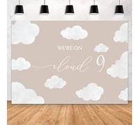 MEHOFOND 7x5ft Cloud Nine Baby Shower Backdrop We are On Cloud 9 Baby Shower Decorations White Brown Clouds Party Decor We are On Cloud Nine Photography Background Cake Table Supplies