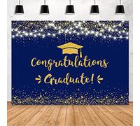 MEHOFOND 7x5ft Congratulation Graduate Backdrop Class of 2024 Graduation Party Decorations Background Blue Gold Congrats Grad Decor Banner Photography Background Studio Photo Booth Props