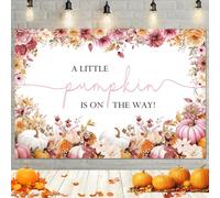 MEHOFOND 7x5ft Fall Pumpkin Baby Shower Backdrop for Girls A Little Pumpkin is On The Way Photography Background Autumn Pink Floral Thanksgiving Baby Shower Party Decoration Cake Table Banner