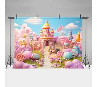 MEHOFOND 7x5ft Girl Birthday Photography Backdrop Candyland Candy Lollipop Castle Background Baby Shower Cake Smash Princess Party Decoration Banner Studio Supplies
