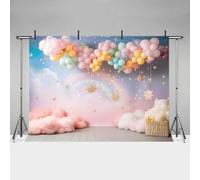 MEHOFOND 7x5ft Girl Birthday Photography Backdrop Colorful Balloons Cloud Rainbow Birthday Party Cake Smash Portrait Decor Banner Professional Photo Booth Porps