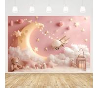 MEHOFOND 7x5ft Girl Portrait Backdrop For Photography Pink Room Cute Bear Moon Cloud Background Cake Smash Baby Shower Children Birthday Party Decor Banner Photo Studio Props