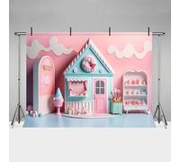 MEHOFOND 7x5ft Girls Birthday Photography Backdrop Candy House Donut Ice Cream Portrait Background Baby Shower Cake Smash Princess Party Decoration Banner Newborn Photo Studio Supplies