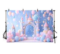 MEHOFOND 7x5ft Girls Dream Birthday Backdrop Candy Color Castle Arch Blue Pink Balloon Photography Background Baby Shower Cake Smash Birthday Party Decoration Banner Cake Table Newborn Photo Props
