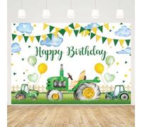 MEHOFOND 7x5ft Green Tractor Boy Birthday Backdrop Balloons Flag Grassland Farm Theme Party Background Banner Decoration Child Portrait Photography Props Cake Smash Photo Stuido Gift Supplies