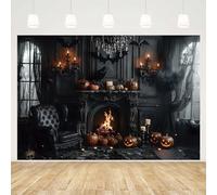MEHOFOND 7x5ft Halloween Backdrop Black Gothic Spooky Castle Night Horror Pumpkin Background for Photography Halloween Decorations Children Party Trick Or Treat Decor Photo Studio Props