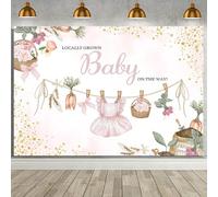 MEHOFOND 7x5ft Locally Grown Baby Shower Backdrop Pink Farmers Market Baby Shower Decorations Banner for Kids Vegetable and Fruit Theme Party Photography Background Cake Table Photo Booth Props