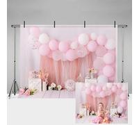 MEHOFOND 7x5ft Pink Girl Birthday Portrait Photography Backdrops Balloon Flower Child Kids Party Cake Smash Table Decoration Banner Newborn Background Photo Studio Gift Supplies