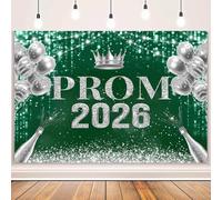 MEHOFOND 7x5ft Prom Decorations Backdrop Green Prom 2026 Congrats Grad Photography Background Graduation Party Decor Celebration Background Indoor Outdoor Banner Photo Booth Props Supplies