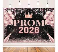 MEHOFOND 7x5ft Prom Decorations Backdrop Pink Prom 2026 Congrats Grad Photography Background Graduation Party Decor Celebration Background Indoor Outdoor Banner Photo Booth Props Supplies