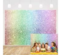 MEHOFOND 7x5ft Rainbow Bokeh Birthday Backdrop Sand Scale Dreamy Baby Kids Girl Birthday Party Shower Photography Backdrop Cake Table Banner Photo Studio Props
