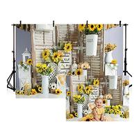 MEHOFOND 7x5ft Spring Sunflower Retro Wooden Birthday Portrait Backdrops Props for Photography Rustic Baby Shower Summer You are My Sunshine Wedding Party Background Banner Photo Studio