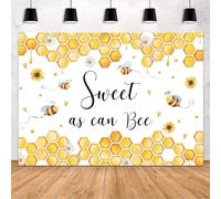 MEHOFOND 7x5ft Sweet As Can Bee Backdrop Bee Baby Shower Backdrop Bee Theme Party Decoration Bees Bumblebees Sweet Honey Honeycomb Daisy Sunflower Photography Background Sweet Bee Bday Party Supplies