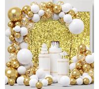 MEHOFOND 7x7ft Gold Sequin Backdrop Curtain Shimmer Wall Backdrop Glitter Gold Sequins Disco Birthday Party Baby Shower Wedding Anniversary Engagement decortaion props