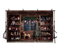 MEHOFOND 8x6ft Christmas Backdrop Winter Log Cabin Window Frame Toy Xmas Tree Santa Claus Christmas Backdrops For Photography Adult Child Family Portrait Party Decoration Banner Studio Supplies
