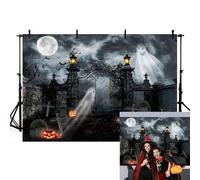 MEHOFOND 8x6ft Grey Black Halloween Theme Photography Backdrop Hallowmas Night Ghost Pumpkin RIP Background Birthday Party Banner Family Wallpaper Decorations Portrait Photo Booth Studio Supplies