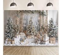 MEHOFOND 8x6ft White Christmas Backdrops for Photography, Xmas Tree Gifts Snowflake Wood Merry Christmas Party Decorations, Winter Kids Family Holiday Party Supplies, Portrait Photo Booth Props