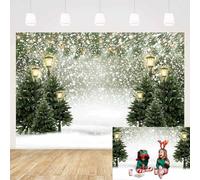 MEHOFOND 8x6ft Winter Snowflake Christmas Backdrop Natural Green Cedar Snowfall Portrait Photography Background Snow Scene Light Xmas Party Decor Banner Photo Studioshoot Booth