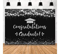MEHOFOND Congratulation Graduate Backdrop Class of 2023 Graduation Party Decorations Background Black Silver Congrats Grad Decor Banner Photography Background Studio Photo Booth Props Vinyl 10x7ft